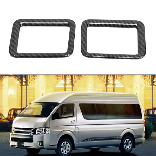 2 stk. Øvre frontdashbord sideventilramme deksel karbonfibertekstur passer for HiAce 2019
