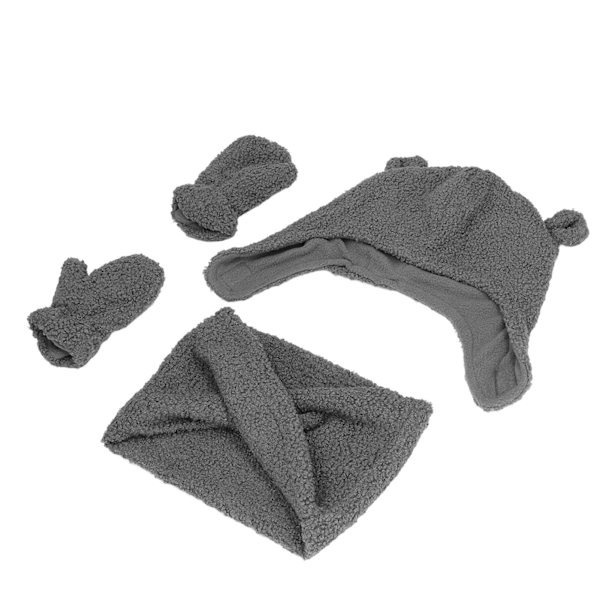Söt babyhatt handskar halsduk set polyester fiber dubbla lager håller varm vinterhatt handskar halsduk
