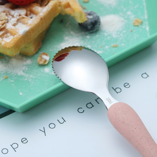Dubbeländade barnskedar Barnfruktpurésked Fruktskrapskedar