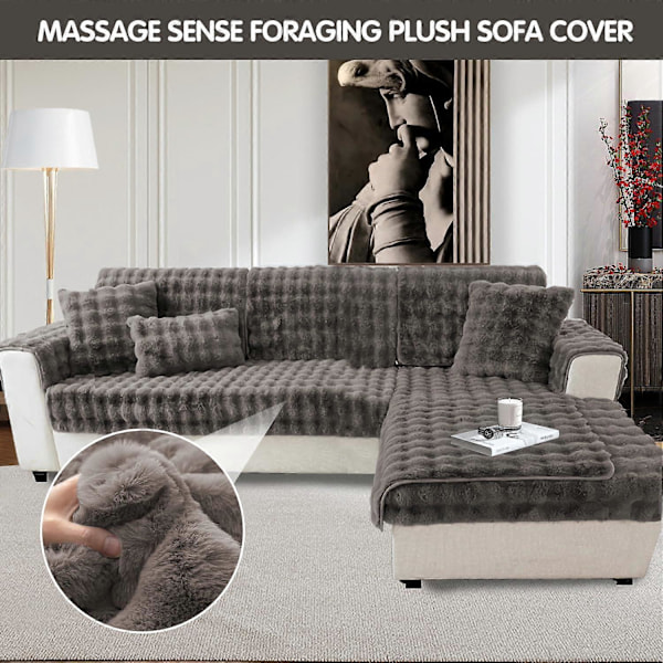 Tjocka Kanin Plysch Sofföverdrag 1 2 3-sits, Halkfria Sofföverdrag, Roligt Luddigt Sofföverdrag, Varma Sammet Soffkuddöverdrag (70x180cm)