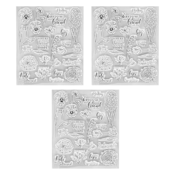 3 stk. gjennomsiktige TPR-stempler, attraktive dekorative DIY-stempler for preging for kortlaging og scrapbooking