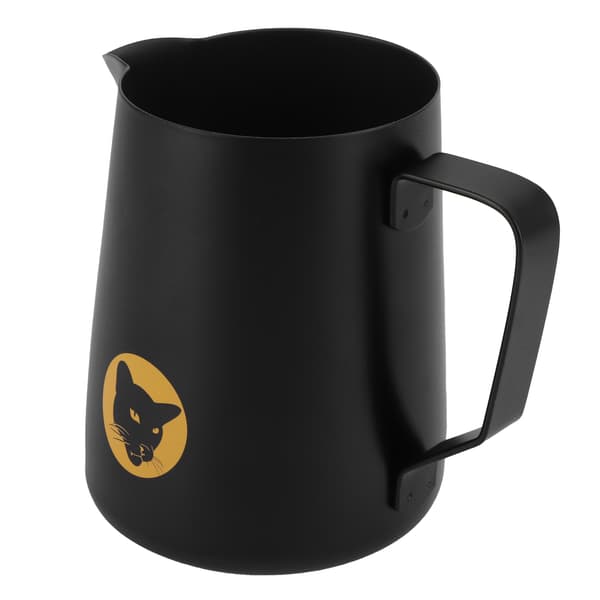 600 ml kaffekop, krus, multifunktionel 304 rustfrit stål mælkeskumningskande, sort