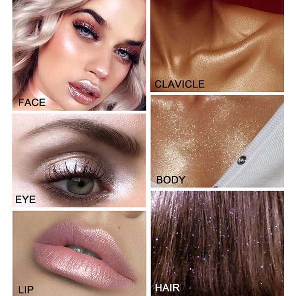 Highlighterpuder Glitter Högglans Sparkle Powder Makeup Kosmetika Highlight för Ansikte Kropp