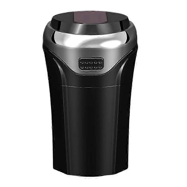 Bilaskebeger med lokk, avtakbar USB-oppladbar lighter med LED-lys, mini bilaskebeger søppelbøtte silver black