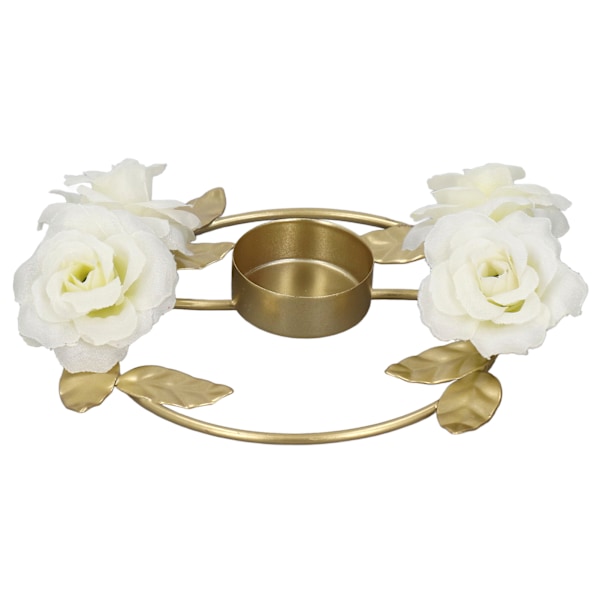 Candle Holder Rose Flower Decoration Round Base Iron Material Elegant Style Attractive Decorative Golden Candle Stand A