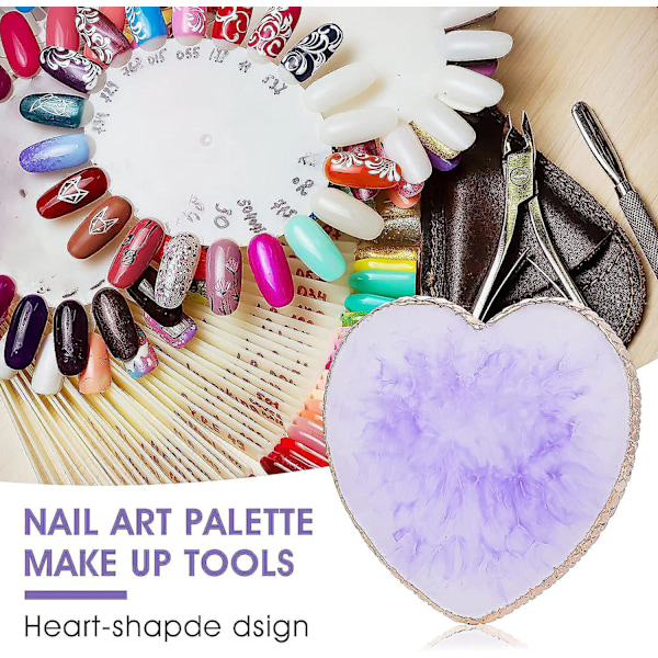 Mauve Resin Neglelakk Palett med Gullfarget Hjerteformet Kant