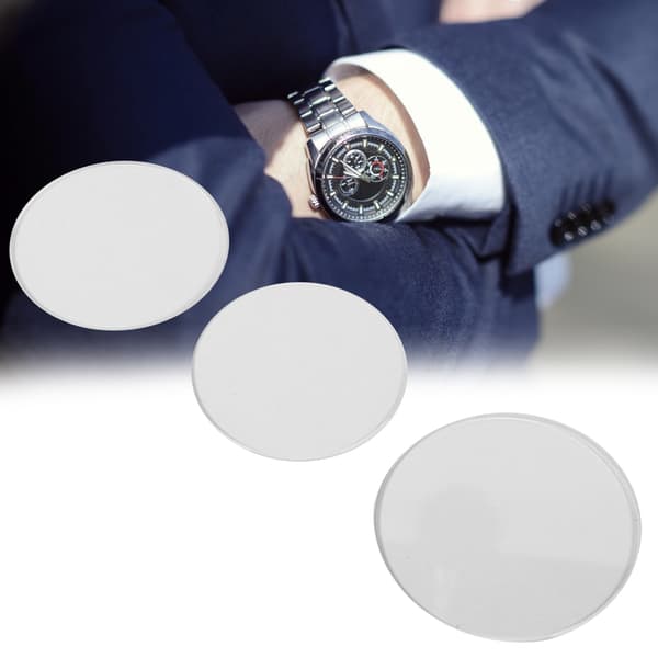 3 stk. flatt urglass, erstatning, rundt, transparent urglass (35+36+40)