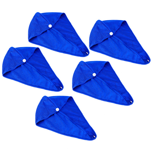 5 st mikrofiberhår torkhatt absorberande snabb torkande kvinnor flickor mjuk turban handduk 9,1x25,6inRoyalblue