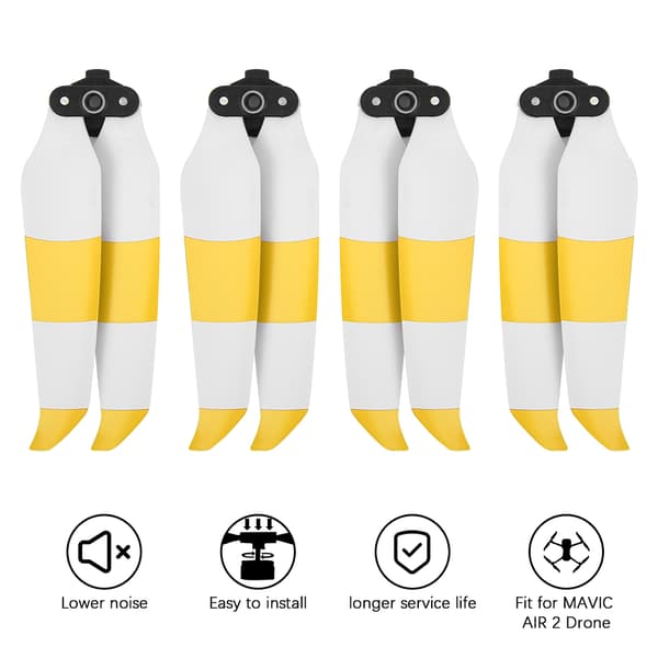 2 par propel støjsvage quick release propeller tilbehør passer til Mavic AIR 2 drone gul hvid