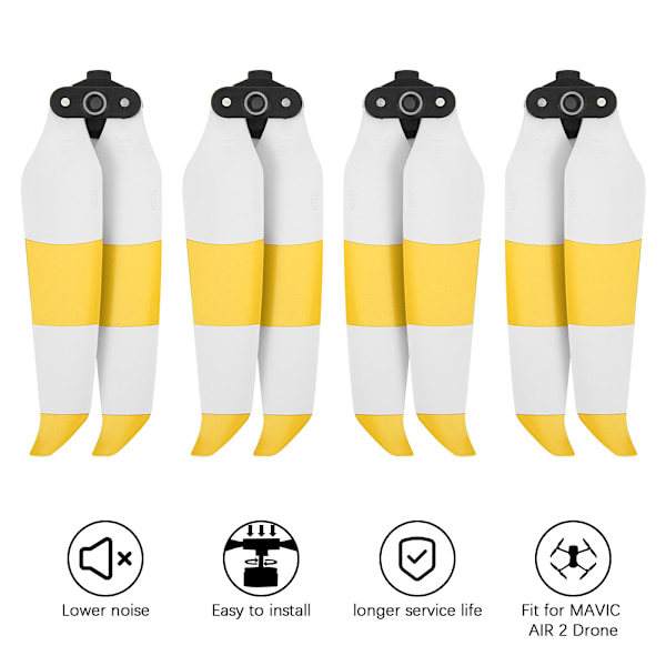 2 par propeller med lav støj, hurtigudløse propellertilbehør, der passer til Mavic AIR 2 DroneYellow White