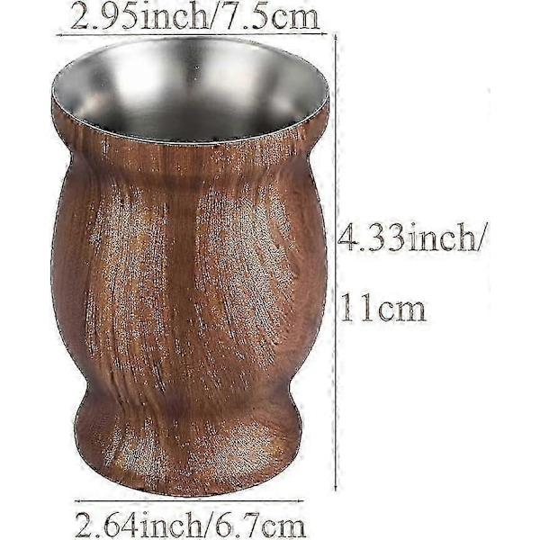 Gurkformad isolerad tekopp i rostfritt stål (träådring, 230 ml) 1 st