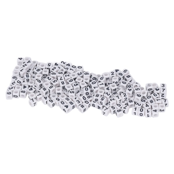 300 st Acrylic Number Beads Vit 7x7mm Acrylic Beads för Smycken Tillverkning DIY Armband Dekorationer