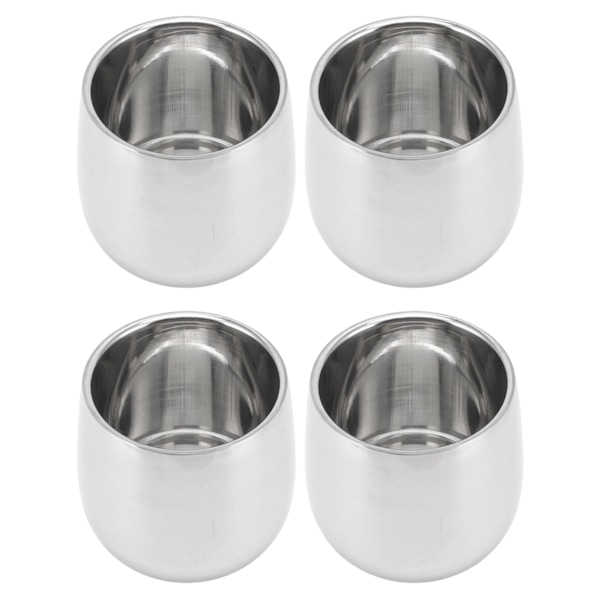 4 stk. kaffekop i rustfrit stål med dobbeltlagsisolering, der forhindrer skoldning, buet kop, 200 ml