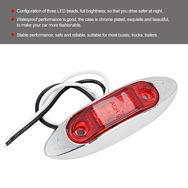 5 st 10-30V 3LED sidomarkeringar Blinkers Billampor Blinkers Positionsljus (Röd)