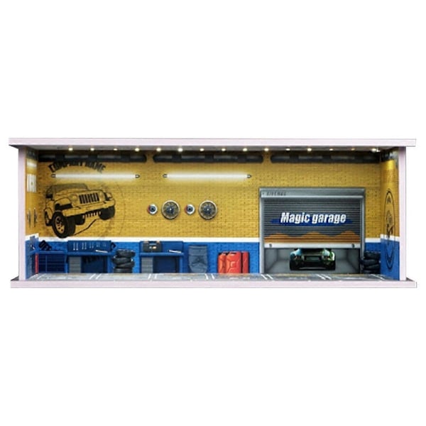 1/64 Diorama Bilgarage Model LED Belysning By Biludstillingslokale Scene