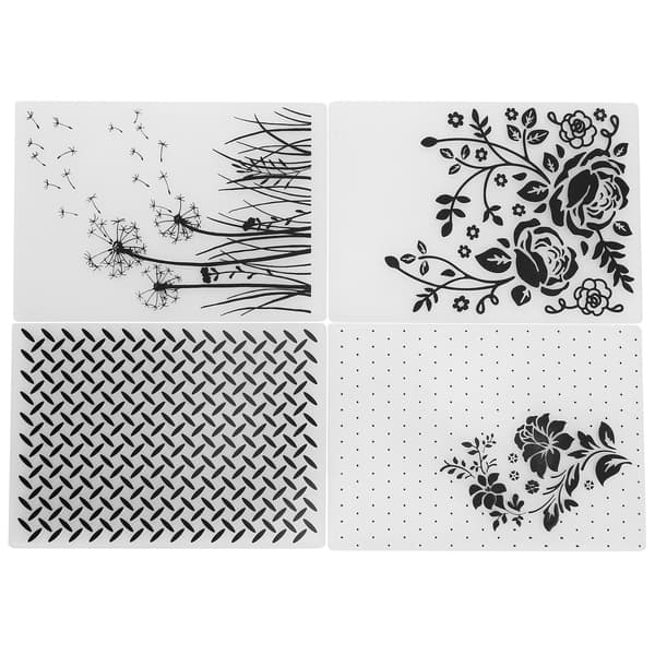 4 stk. pregefolder i plast DIY kortlaging scrapbooking preget mal papirhåndverk