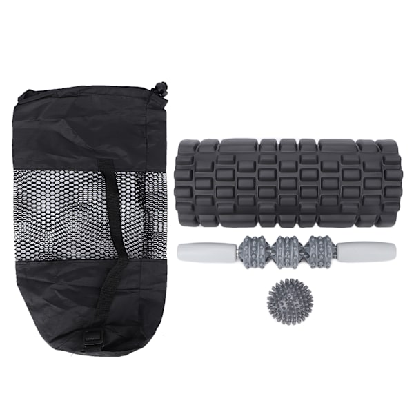 Skummassasjerullesett Hule muskler Relax Bærbar Fitness Yoga Stick for Midje Nakke RyggSort firedelt dress