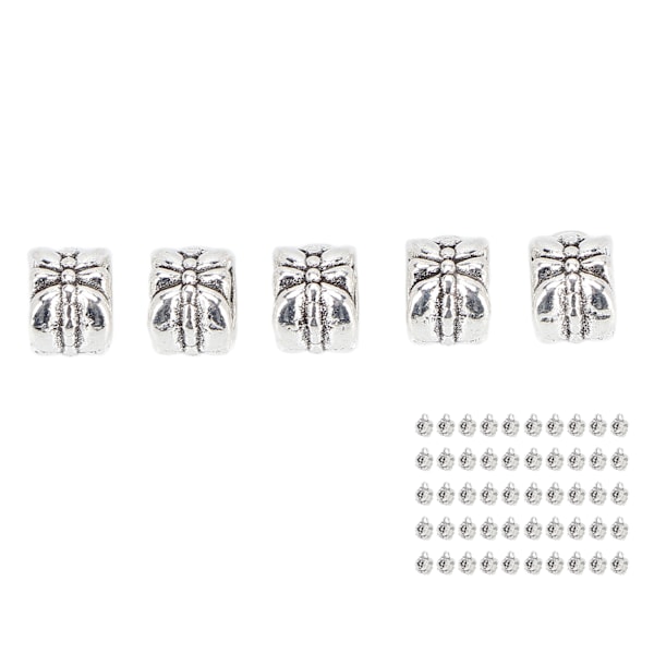 50 st skäggpärlor hårflätningspärlor antik silver metallfinish måttlig storlek utsökta dreadlockspärlor