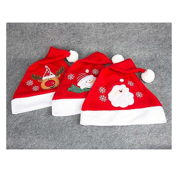 Julhatt för Barn, 3 Stycken Tomtehatt, Tomtehatt för Barn, Plysch Julhattar, Tomtehatt Kostym för Jul Nyårsfest