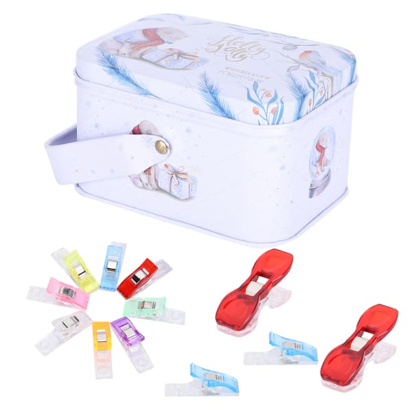 60 stk. syclips i plast i assorterede farver til oplægning, patchwork og strikning