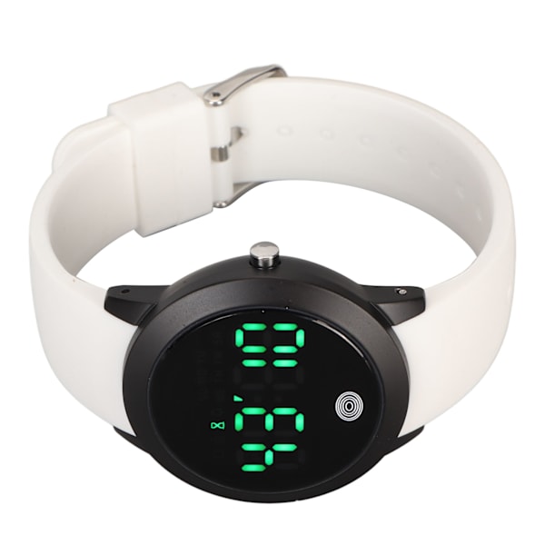Digital vattentät watch Multifunktionell Snygg färgpekskärm Nedräkningstimer 12 24 timmar Watch Svart skal Vitt bälte Litet