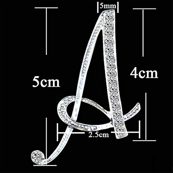 Rhinestone-broche med initial - Sølvhåndværk til kvinder