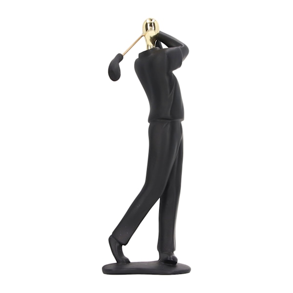 Golfspiller Figur Mat Sort Smuk Holdning Skridsikker Base Glat Linie Golfspiller Mand Statue til Bogreol Skrivebordskab