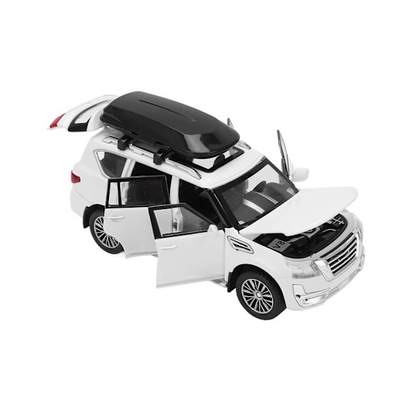 1/32 SUV-bilmodell i legering, støpt under trykk, trekk tilbake kjøretøy leker med lyd og lys for gutter og jenter, hvit