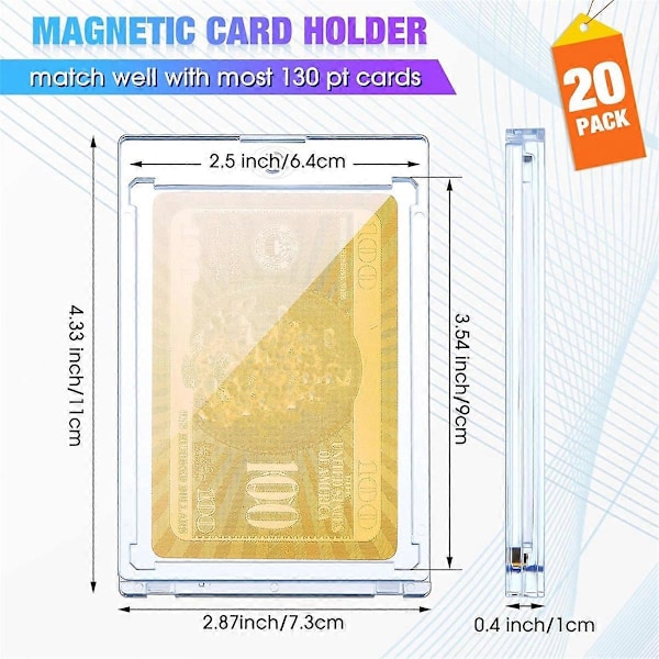 20 st 130 Pt Akryl Magnetiska Korthållare 6,4x9 cm