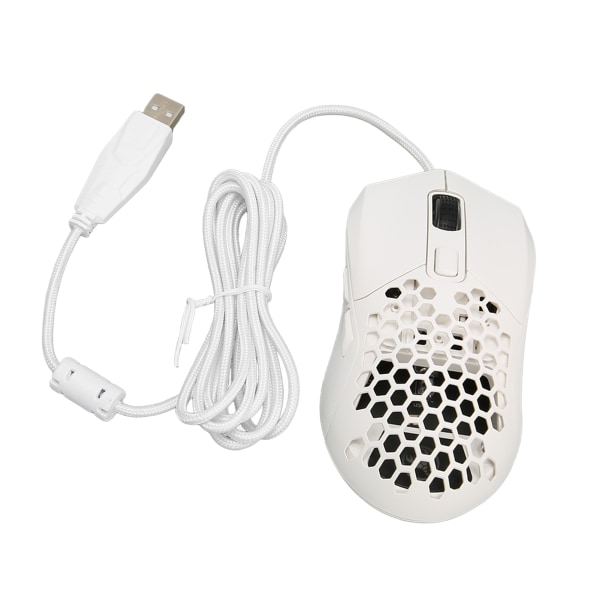 Honeycomb Gaming Mouse RGB Baggrundslys 6 Programmerbare knapper 7200 DPI Letvægts Ergonomisk Wired Gaming Mus til PC Hvid