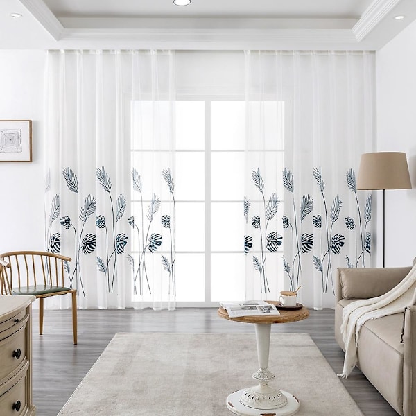 1 stk Grå Voile Gardiner 100x200cm Øyeblikk Kort Vindusgardin Redebroderi Innendørs Sjønne Gardiner Silende Dekorasjon for Moderne Stue Kjøkken
