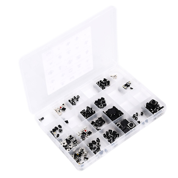 250 st Tact Push Switch Micro Kombination Kit 25 Värden Boxad Knappbrytare för TV Ljud Utrustning