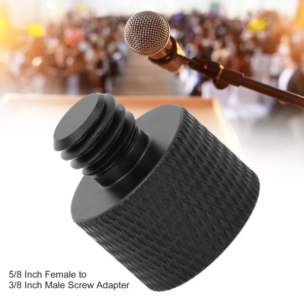 Mikrofonijalustan sovitin 5/8" naaras - 3/8" urosruuvisovitin - musta