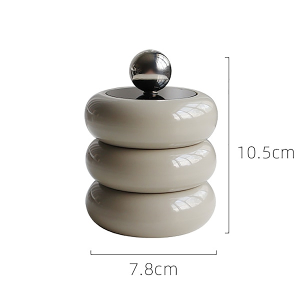 Nordisk stil Qtip-holder Dispenser Desktop Støvfri Bomuldspind Opbevaringsbeholder Donut Form Makeup Opbevaringsboks med låg Khaki 3 lag