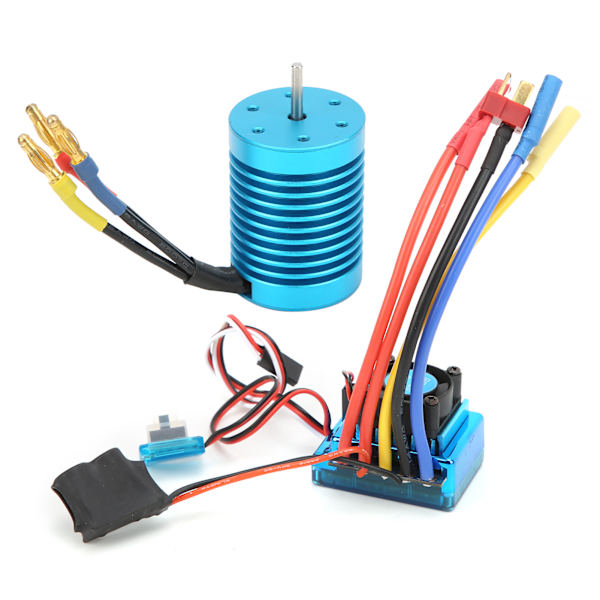 F540 4370KV 4P borstlös motoruppsättning med vattentät borstlös 60A ESC för 1/10 RC-bil blå