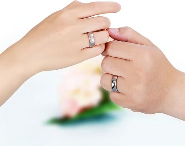 Hans & Hennes Ekte Kjærlighet Hjerte Løfte Ring Rustfritt Stål Par Bryllupsringer Toppring, 6mm