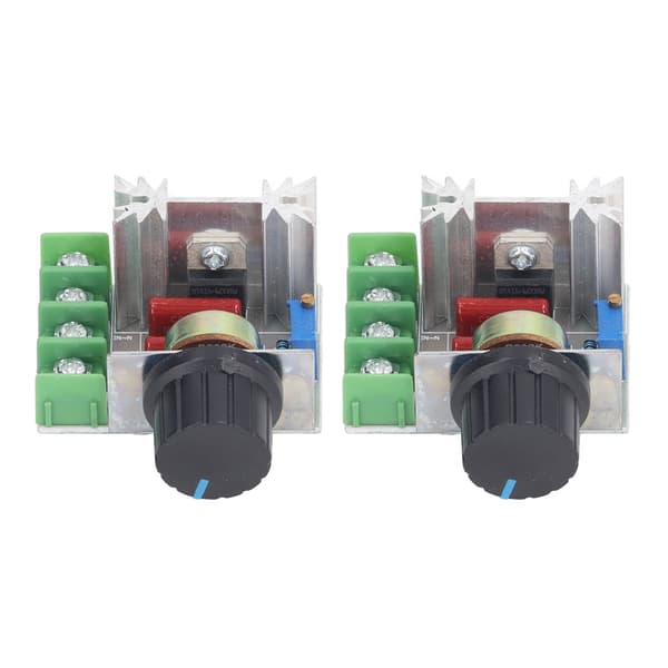 2 STK 2000W 220V AC SCR Spenningsregulator Justerbar Motorhastighetskontrollmodul Knottpotensiometer