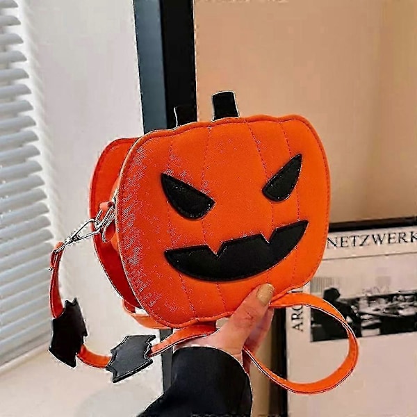 Halloween Kreativ Tecknad Pumpa Crossbody Väska, Spöklik Pumpa Crossbody Väska Svart Kärlek