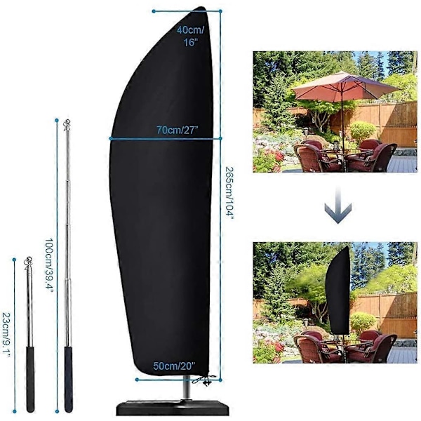 Deporte Parasollskydd, Parasollöverdrag, Vattentätt Trädgårdsparasollskydd, 265x40/70/50cm/Anti-UV, Vind, Blekningsskydd, för Deporte Utomhus Trädgårdsparasoll
