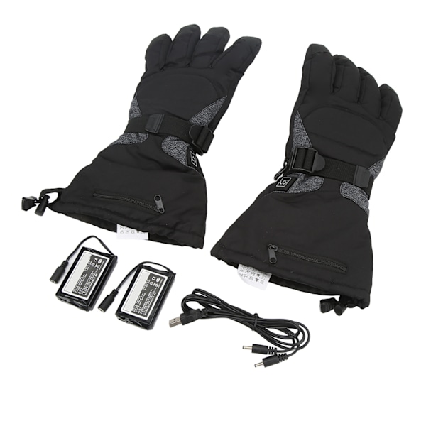 Oppvarmede hansker for menn og kvinner, oppladbare finger touch screen, 3 oppvarmingsmoduser, 100-240V svart for vinterutendørs EU-plugg