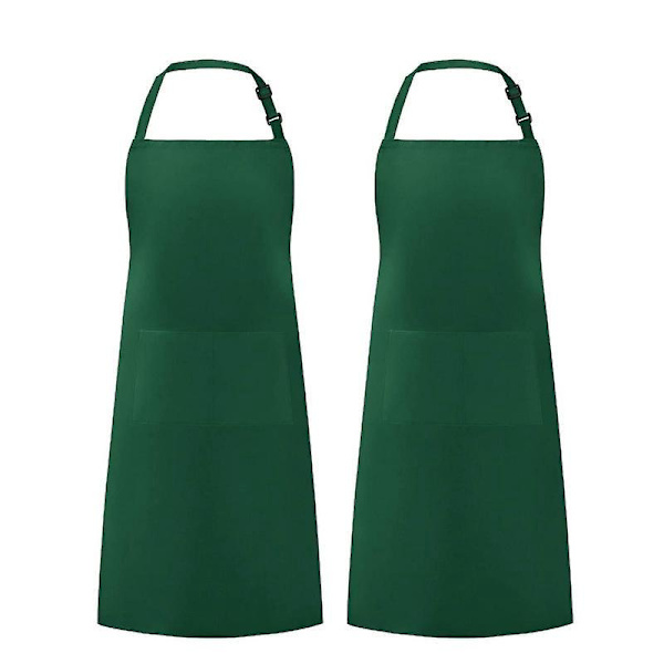 Utopia Kitchen 2-pack justerbar förkläde med 2 fickor - Grönt bläck
