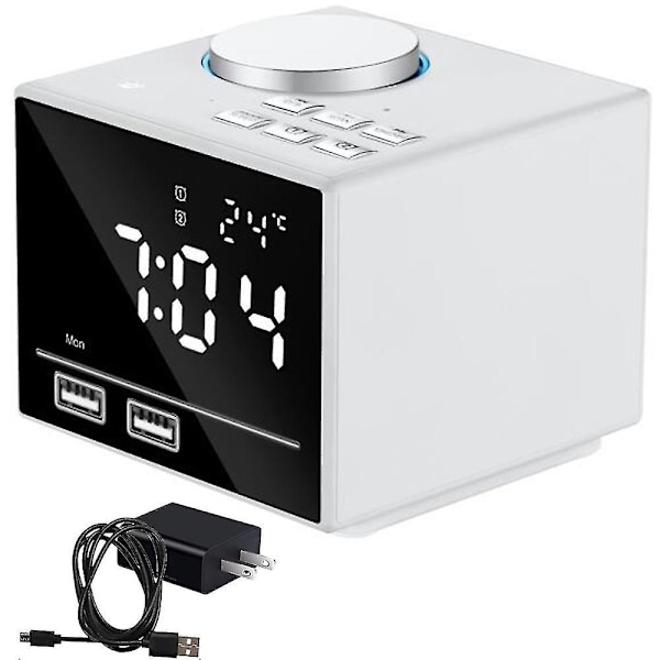 4,2 tuuman herätyskello, Bluetooth-kaiutin, kaksi herätyskelloa, USB-latausportti, Aux- ja TF-kortin toisto, suuri peili LED-näyttö himmennettävällä näytöllä makuuhuoneeseen