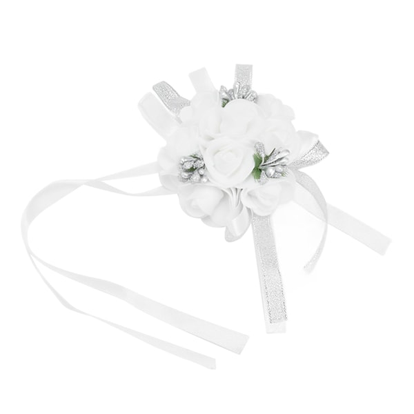 Vit bröllops handledsblomma med pärlband design bröllop handledsblomma