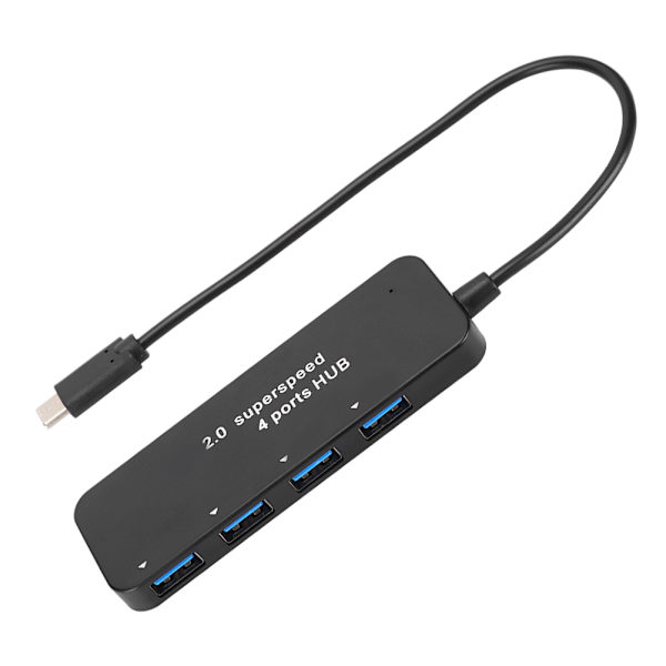 TYPE-C Superspeed 4-porttinen 2.0 HUB-liitäntä, ulkoinen virtalähde, muovinen USB-moniliitäntäsovitin