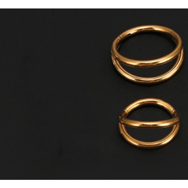 Tyylikäs kultainen 2-osainen set: 8 mm ja 10 mm vartalorei'itetyt kotilorenkaat