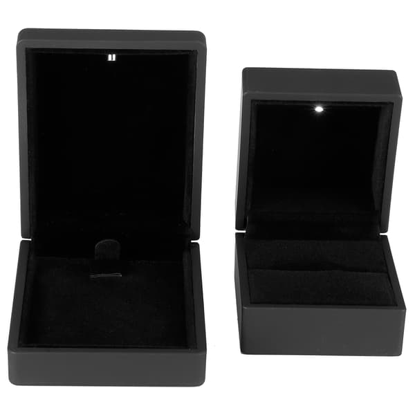 LED Smyckesdisplay Hänge Halsband Presentförpackning Ringfodral Förlovning Bröllopsförråd Svart