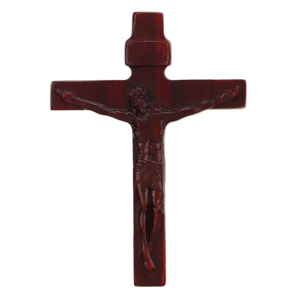 Trekors-anheng Vintage håndskåret palisander Jesus-kors halskjede anheng menns krusifiks anheng religiøs gave