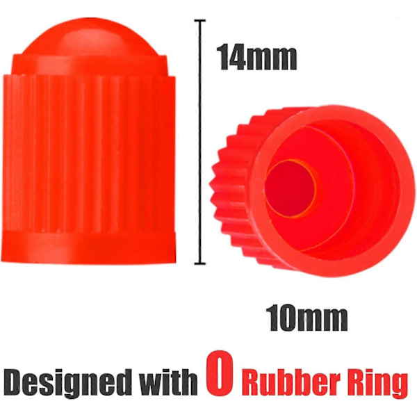 10 st Däckventilkåpor, med O-ring, Universella dammskydd för SUV, Bilar, Cyklar, Motorcyklar, Lufttät Försegling, (10-pack Röd)