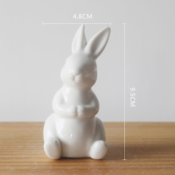3 x Moderne Keramiske Kanin Figurer Påske Statue Hjem Bogreol Dekor Håndværk Gave 4.8 x 9.5cm