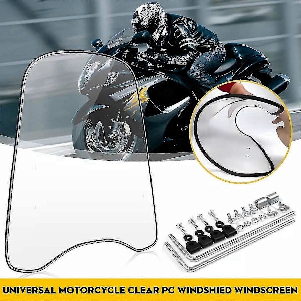2 mm tjock universell motorcykelvindruta, klar vindavvisare